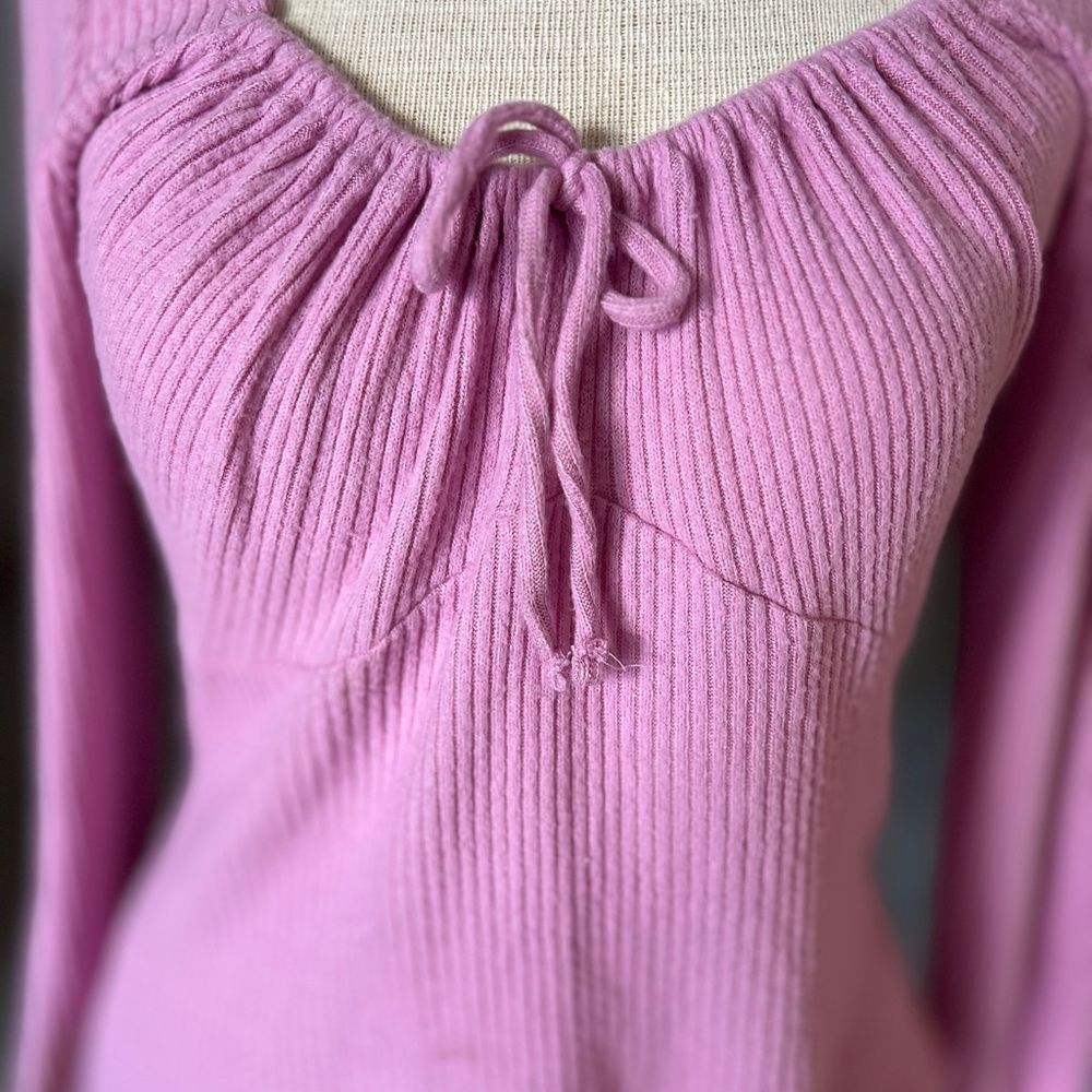 Y2K Vintage 90s Hollister Lilac Ribbed Long Sleeve Large - Picture 2 of 5